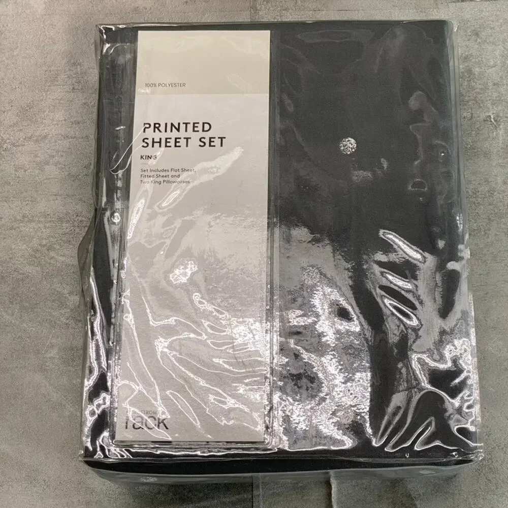 NORDSTROM RACK Gray Pearl Dot Print 4-Piece King Size Bed Sheet Set